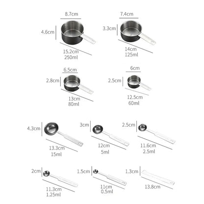 Stainless Steel Measuring Cups and Spoons Set