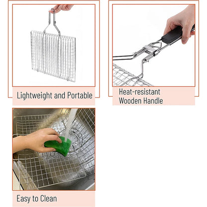 Folding Stainless Steel Grill Basket (BBQ or Fire)