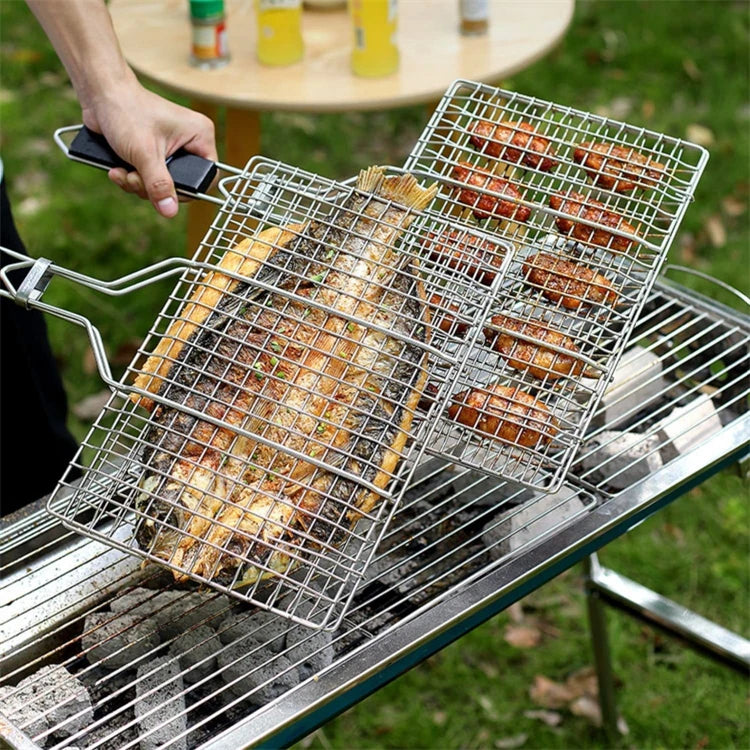 Folding Stainless Steel Grill Basket (BBQ or Fire)