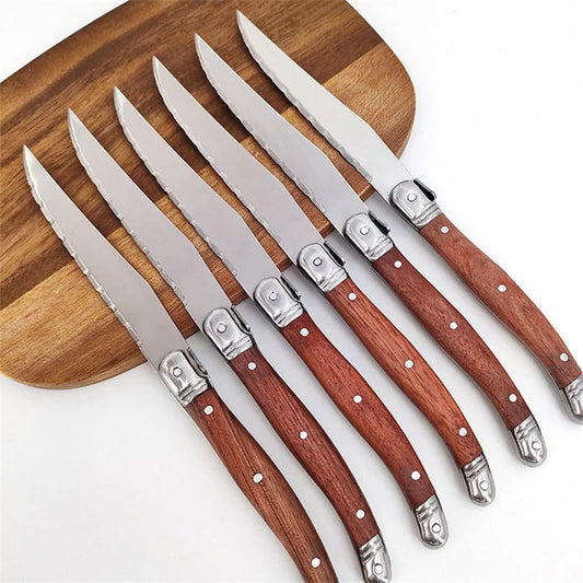 Serrated Steak Knife Set (Wood Handle)