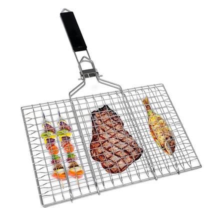 Folding Stainless Steel Grill Basket (BBQ or Fire)