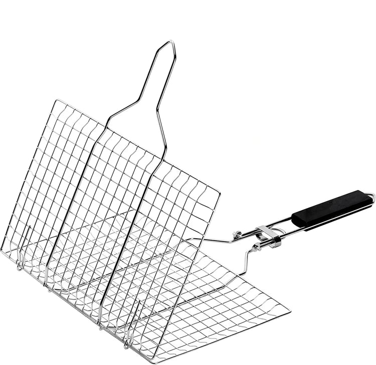 Folding Stainless Steel Grill Basket (BBQ or Fire)