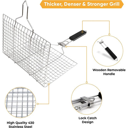 Folding Stainless Steel Grill Basket (BBQ or Fire)