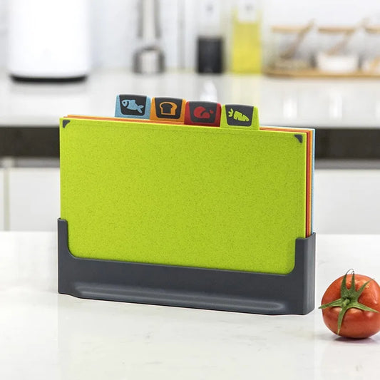 4-Set Plastic Cutting Board Set With Stand