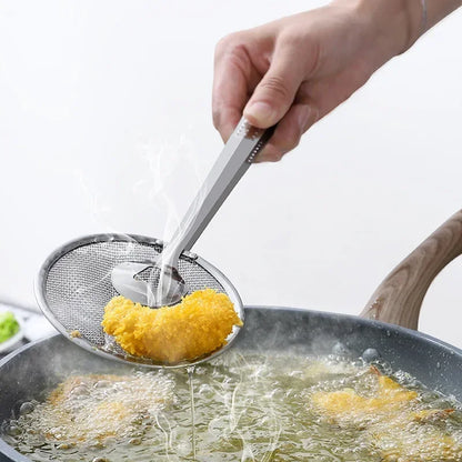 Stainless Steel Kitchen Tongs with Oil Strainer