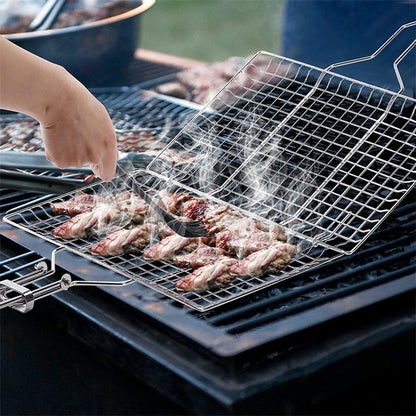 Folding Stainless Steel Grill Basket (BBQ or Fire)