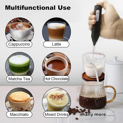 Mini Milk Frother USB Rechargeable – 3-Speed Electric Foam Maker